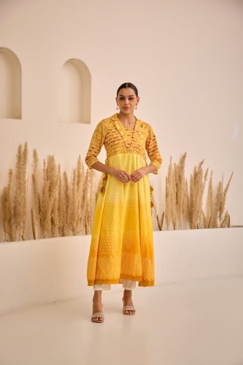 Transacthubs Lemon Curved Embroidered Dress – Elegant, Intricately Embroidered Silhouette