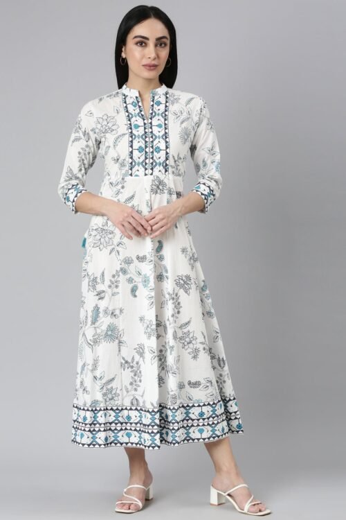 Transacthubs Blue Straight-Cut Casual Floral Maxi Dresses – Effortless Everyday Elegance