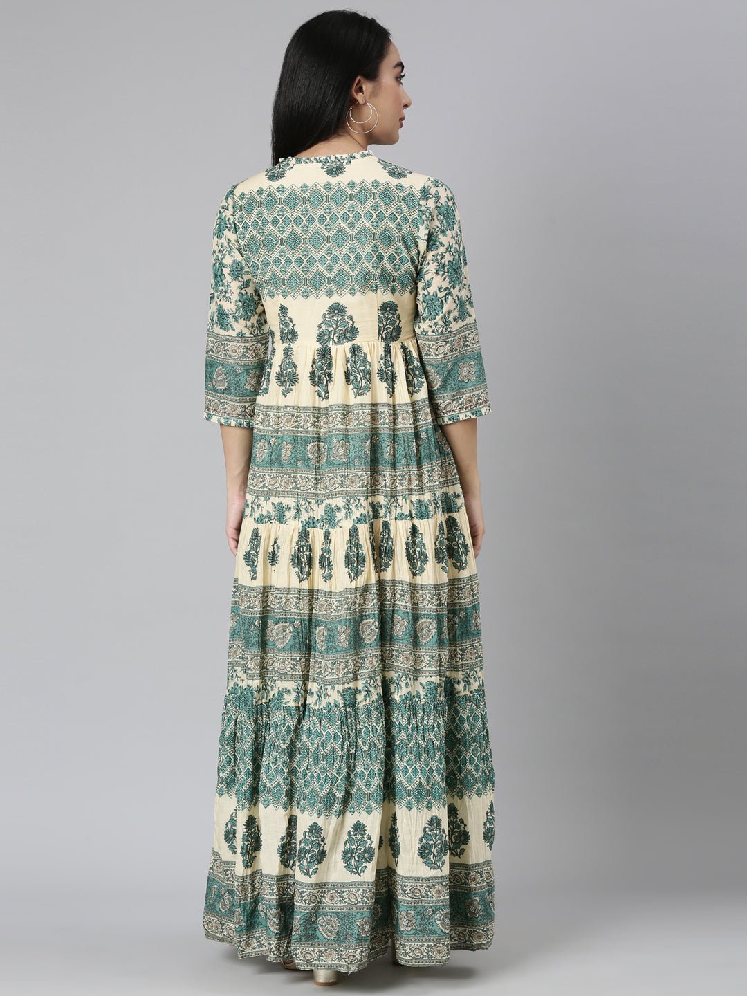 Transacthubs Green Flared Floral Maxi Dresses - Casual Chic Style - Image 3