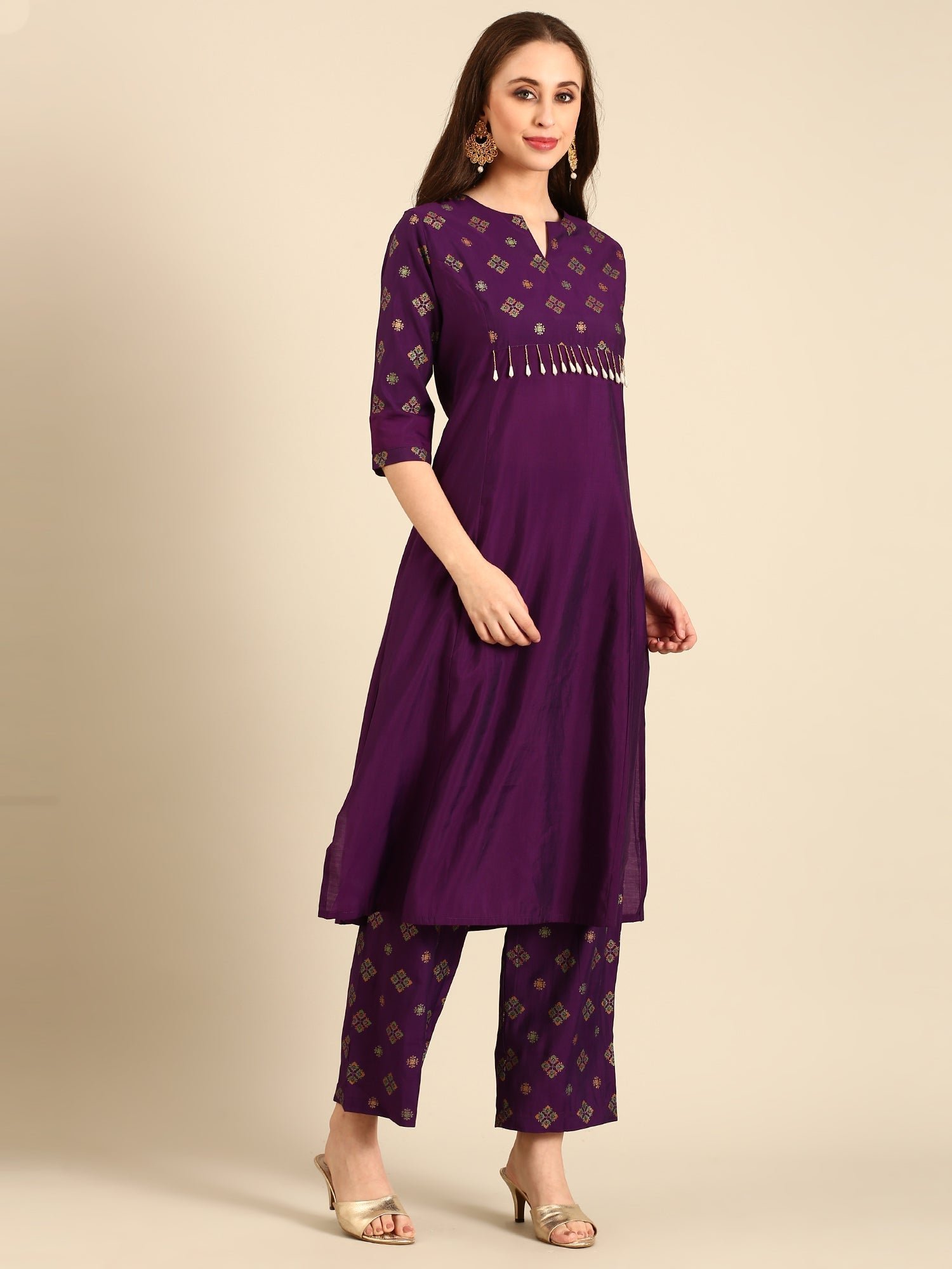 Purple Muslin suit with banarasi dupatta - Image 2