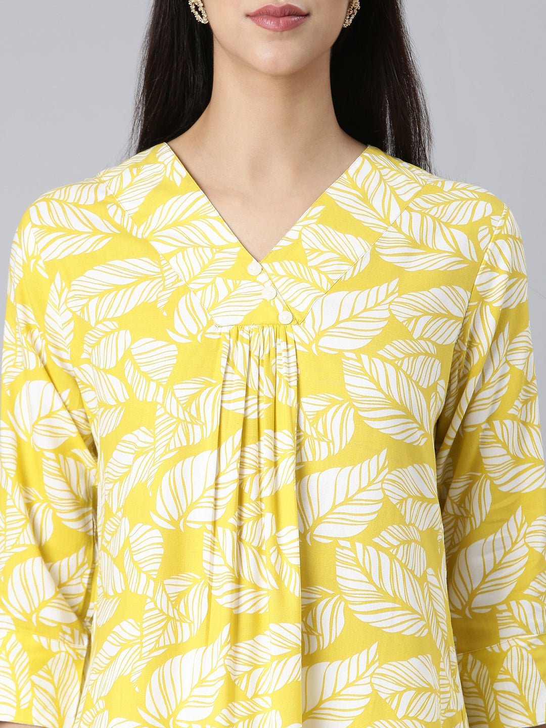 Transacthubs Yellow Casual Floral Straight Kurta - Image 5