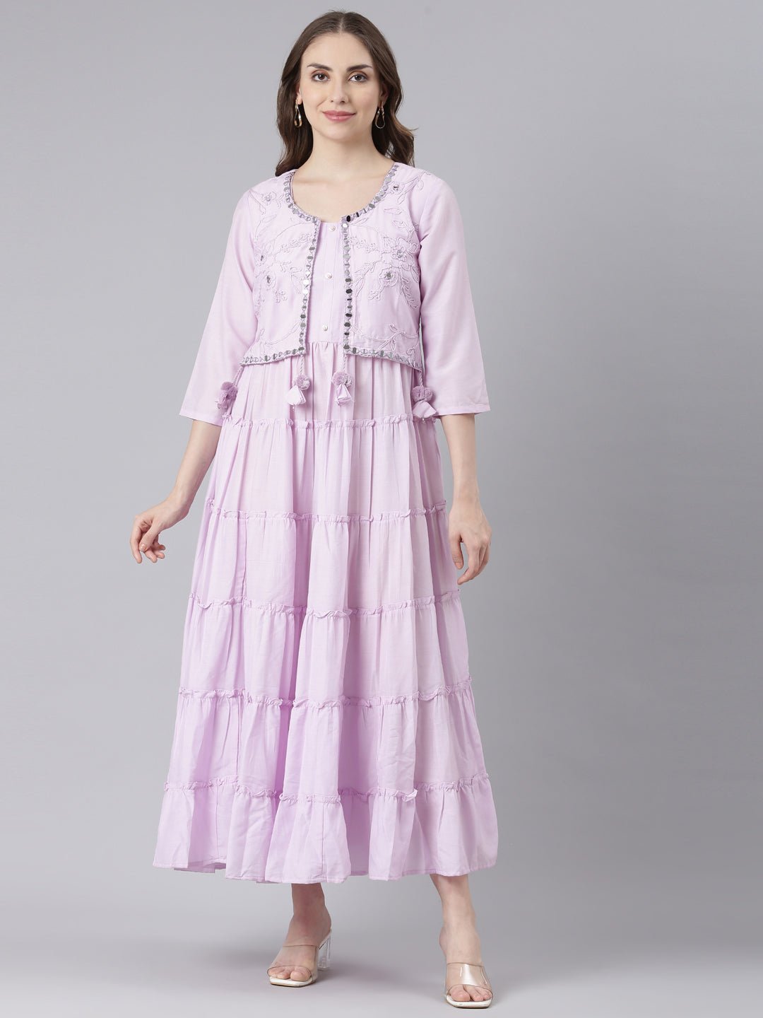 Transacthubs Purple Cotton Casual Maxi Dresses with a Flattering Curved-Cut Silhouette