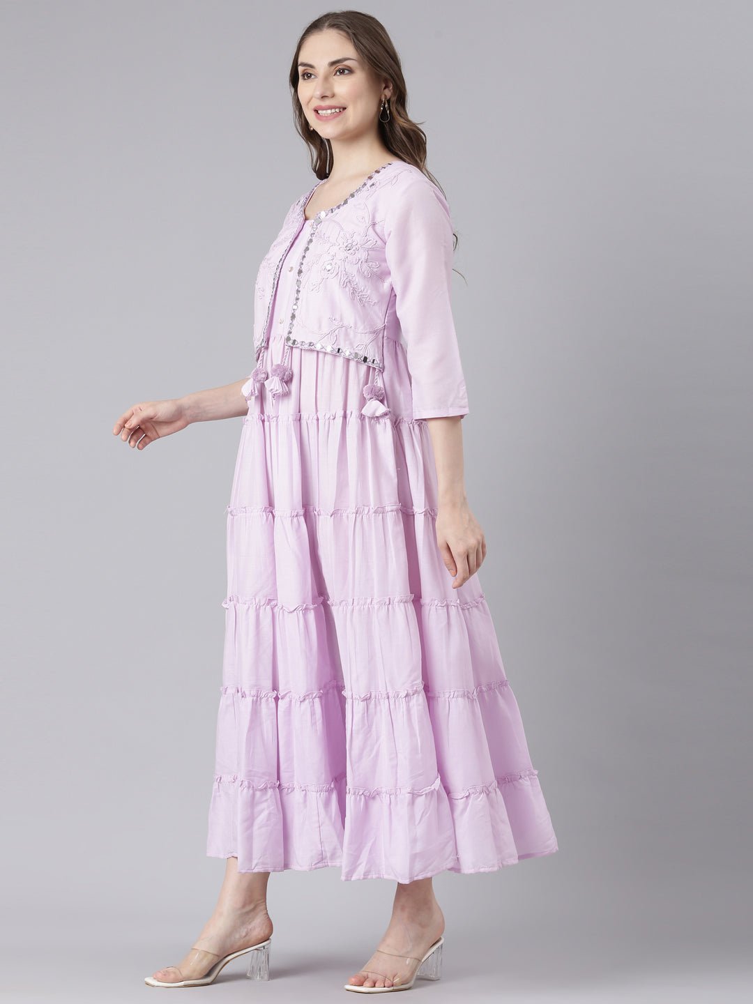 Transacthubs Purple Cotton Casual Maxi Dresses with a Flattering Curved-Cut Silhouette - Image 2