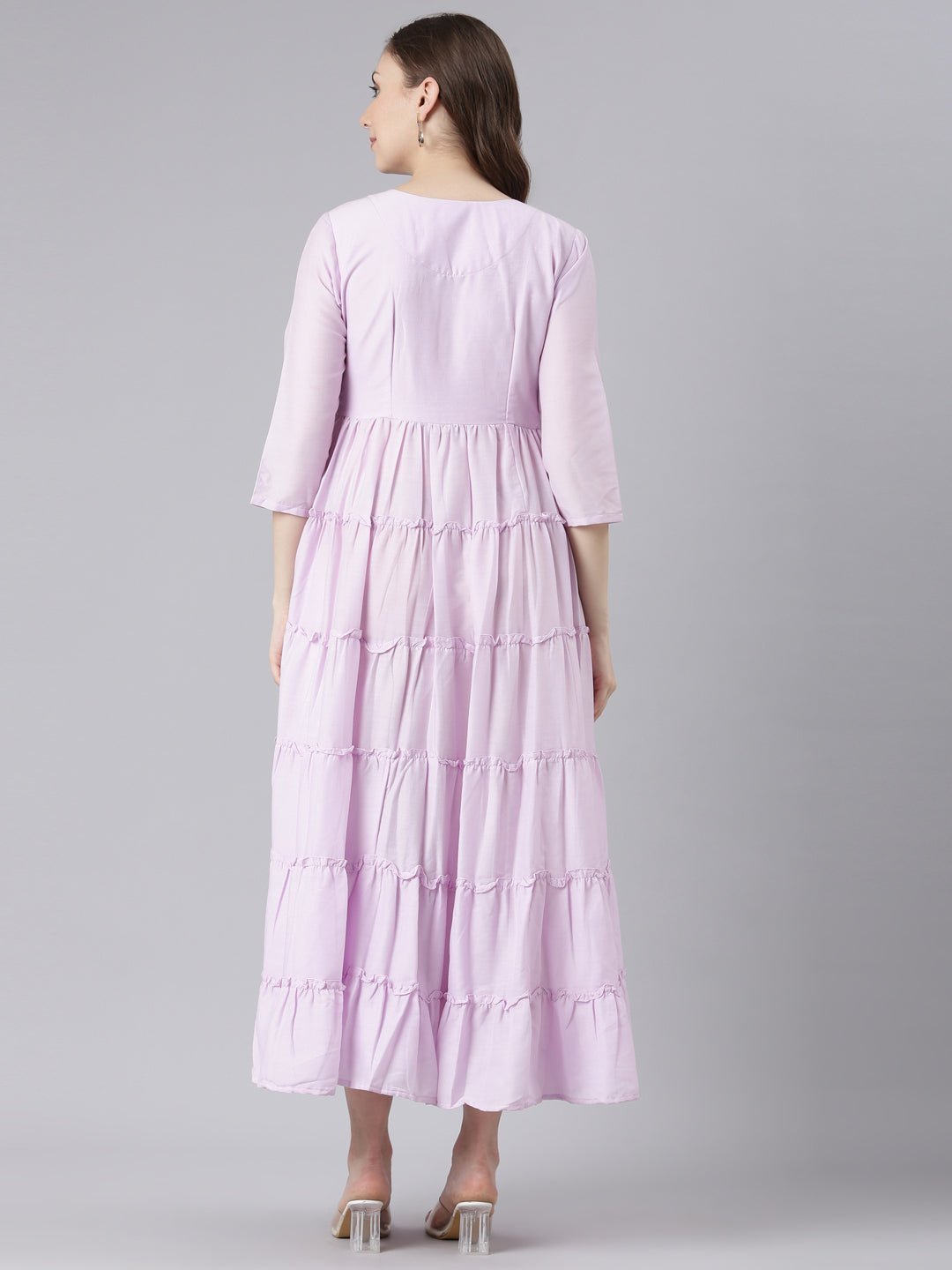 Transacthubs Purple Cotton Casual Maxi Dresses with a Flattering Curved-Cut Silhouette - Image 4