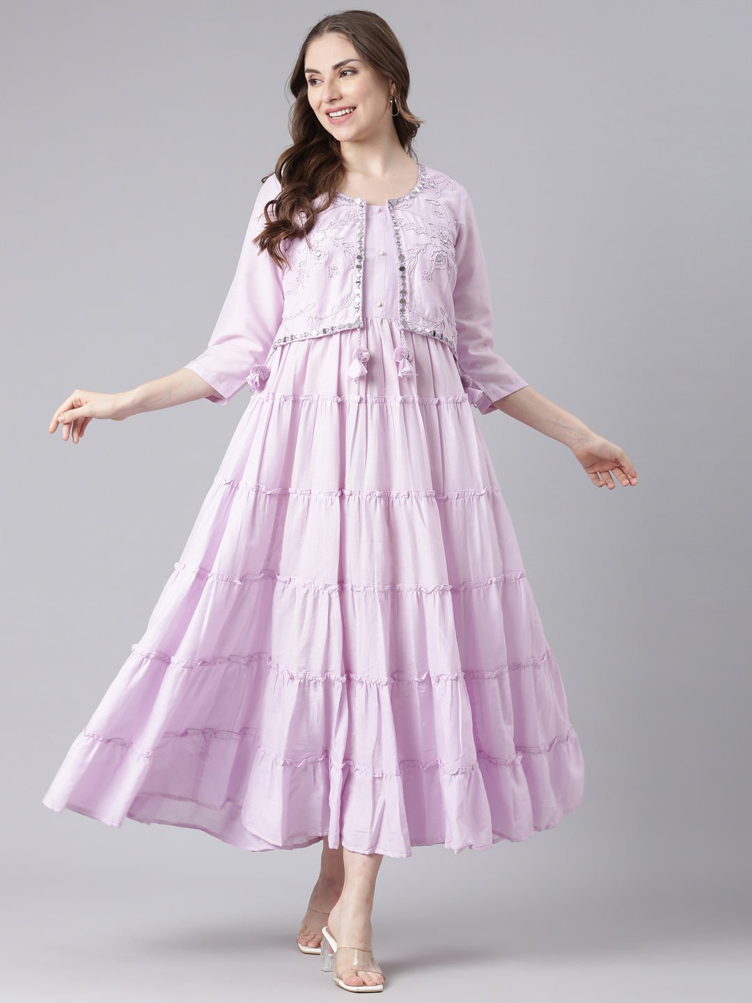 Transacthubs Purple Cotton Casual Maxi Dresses with a Flattering Curved-Cut Silhouette - Image 6