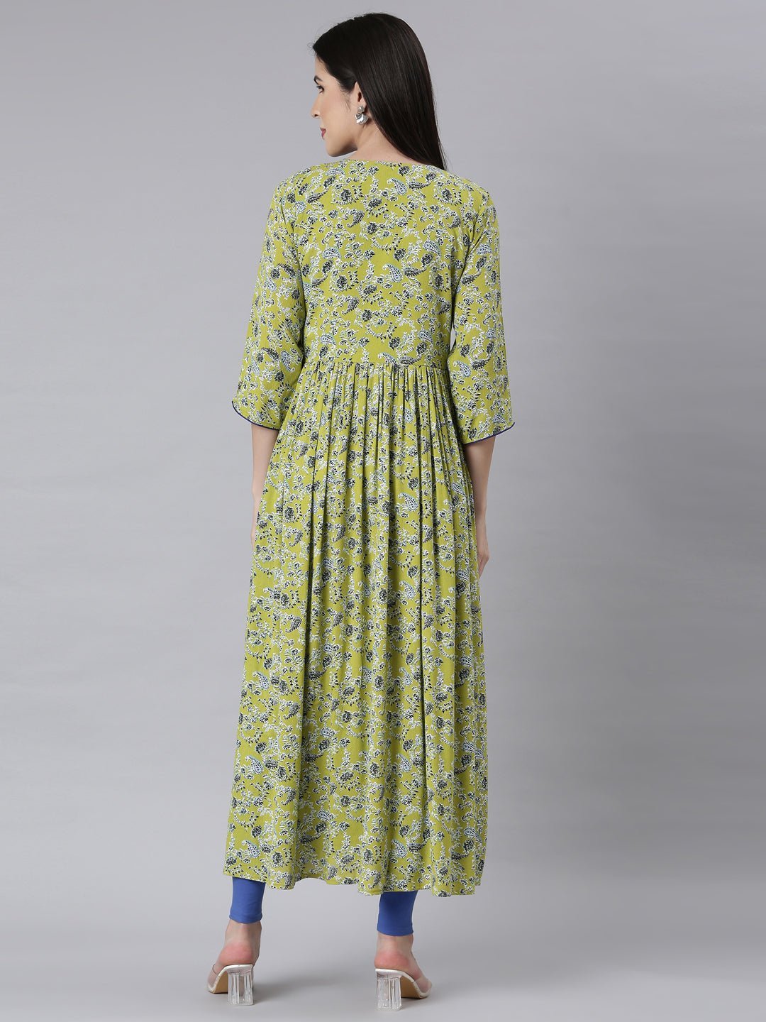Transacthubs Green Asymmetric Floral Maxi Dresses - Casual Chic & Effortless Comfort - Image 3