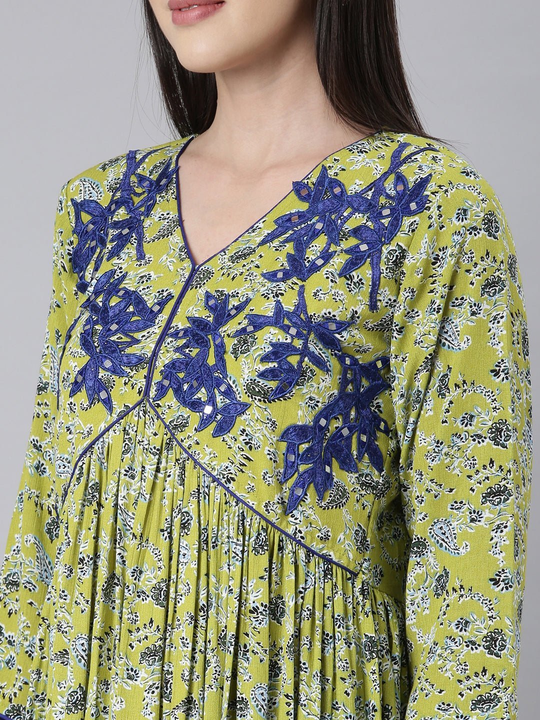 Transacthubs Green Asymmetric Floral Maxi Dresses - Casual Chic & Effortless Comfort - Image 5