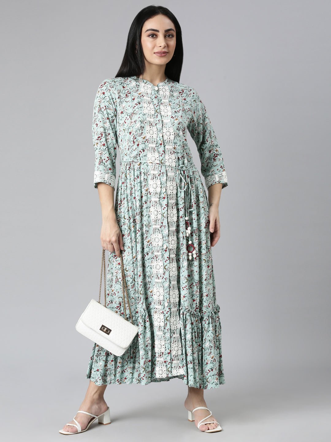 Transacthubs Green Flared Floral Maxi Dresses - Casual Everyday Style - Image 5